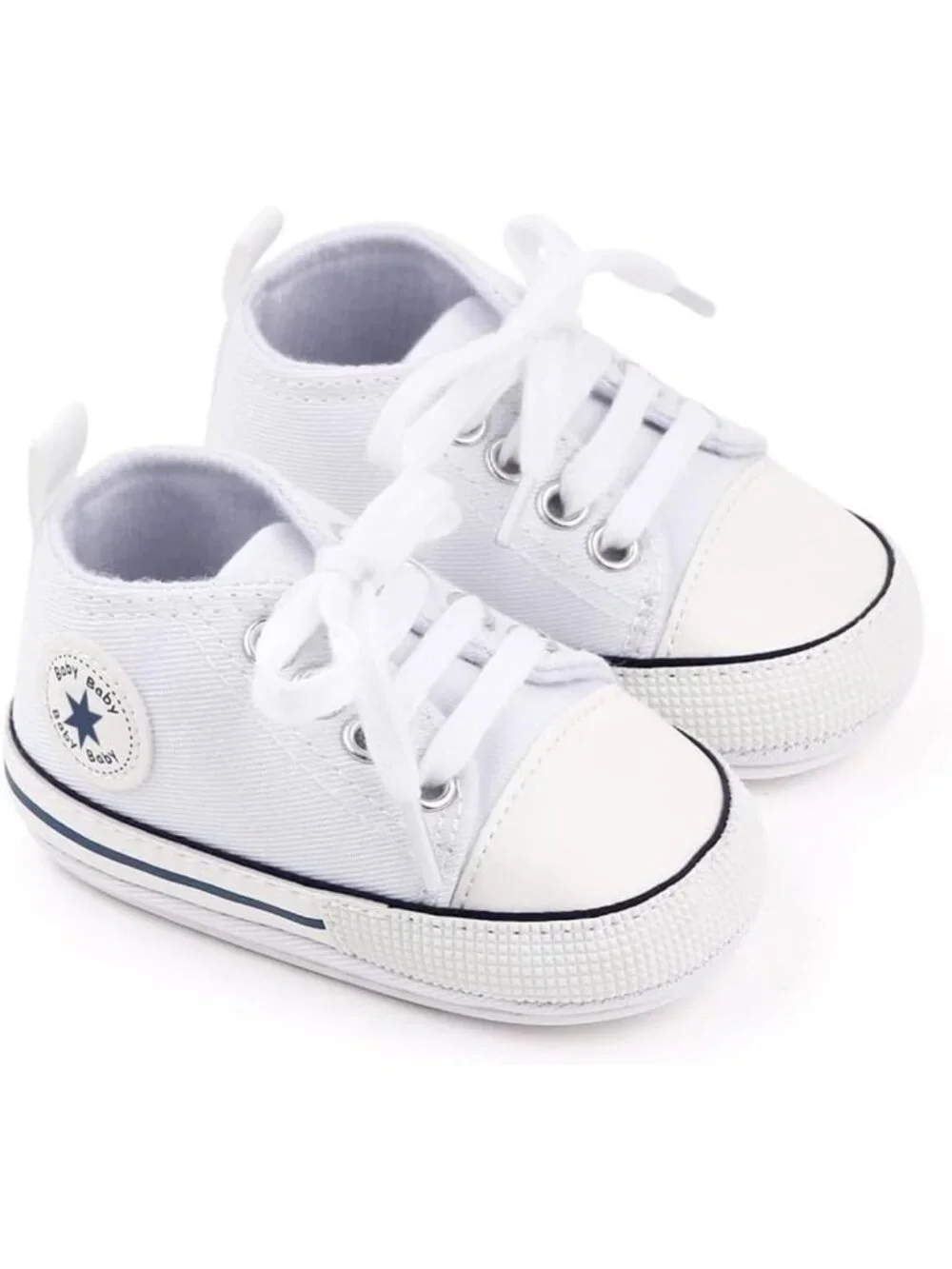 Unisex Baby High-Top Canvas Sneakers, Soft Sole Anti-Slip First Walking Shoes